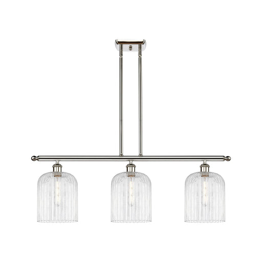 Innovations Bridal Veil 36in 3-Light Island Light | Art Nouveau Polished Nickel Steel and Clear Ribbed Glass | Kitchen Island & | Model 516-3I-PN-G559-8CL