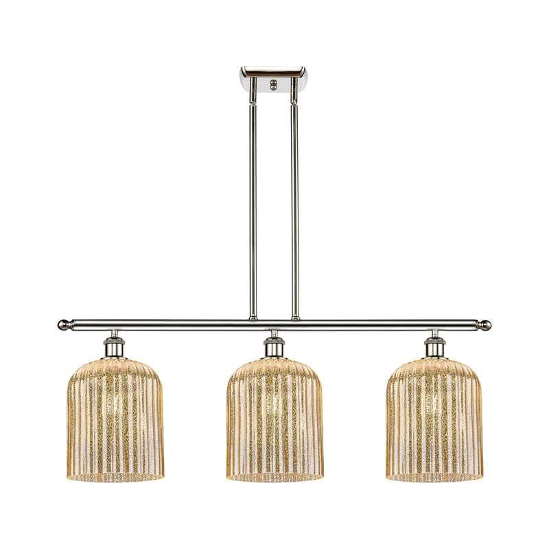 Innovations Bridal Veil 36in 3-Light Island Light | Art Nouveau Polished Nickel and Mercury Ribbed Glass | Kitchen Island & | Model 516-3I-PN-G559-8ME