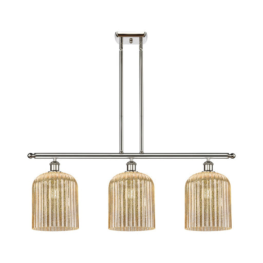 Innovations Bridal Veil 36in 3-Light Island Light | Art Nouveau Polished Nickel and Mercury Ribbed Glass | Kitchen Island & | Model 516-3I-PN-G559-8ME
