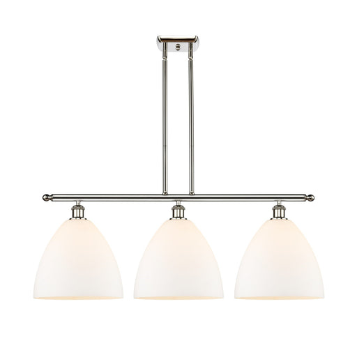 Innovations Bristol 39in 3-Light Island Light | Industrial Polished Nickel and Matte White Glass | Kitchen Island & Dining Room | Model 516-3I-PN-GBD-121