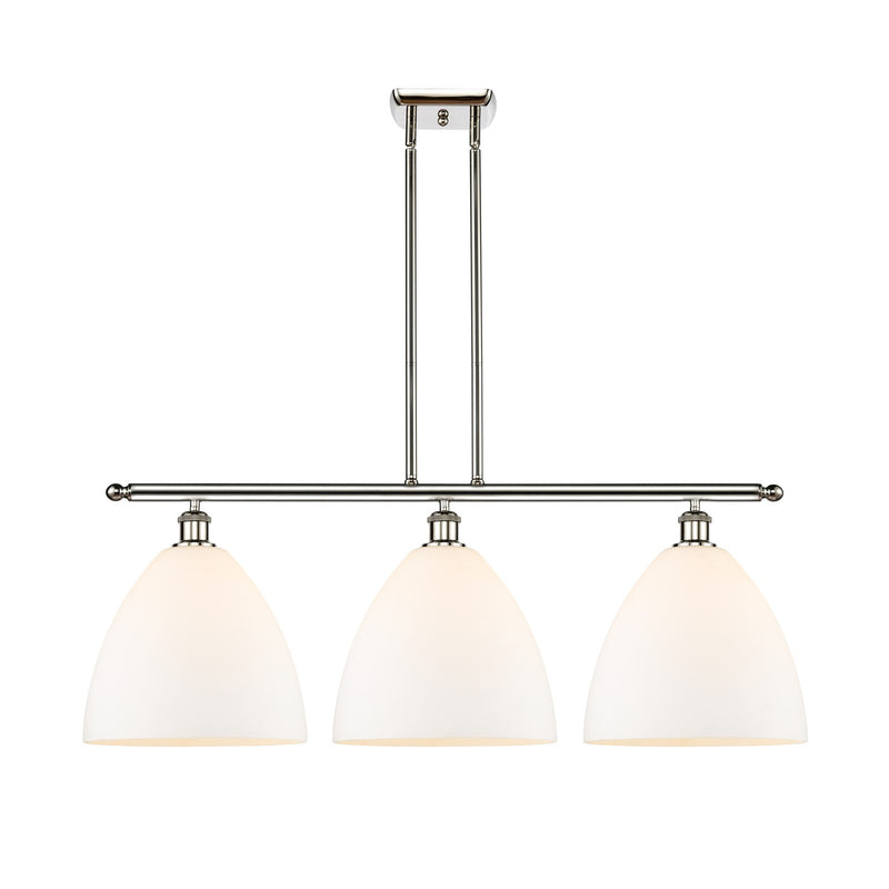 Innovations Bristol 39in 3-Light Island Light | Industrial Polished Nickel Steel and Matte White Glass | Kitchen Island & | Model 516-3I-PN-GBD-121-LED