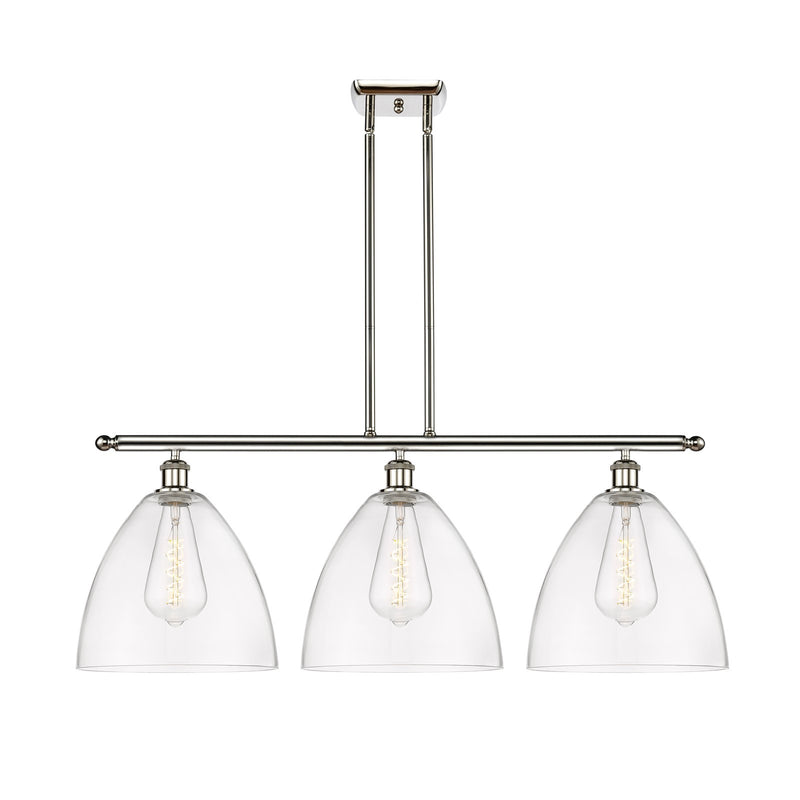 Innovations Bristol 39in 3-Light Island Light | Industrial Polished Nickel Steel and Clear Glass | Kitchen Island & Dining Room | Model 516-3I-PN-GBD-122