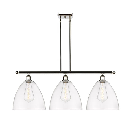 Innovations Bristol 38.5in 3-Light Island Light | Industrial Polished Nickel Steel and Clear Glass | Kitchen Island & Dining | Model 516-3I-PN-GBD-122-LED