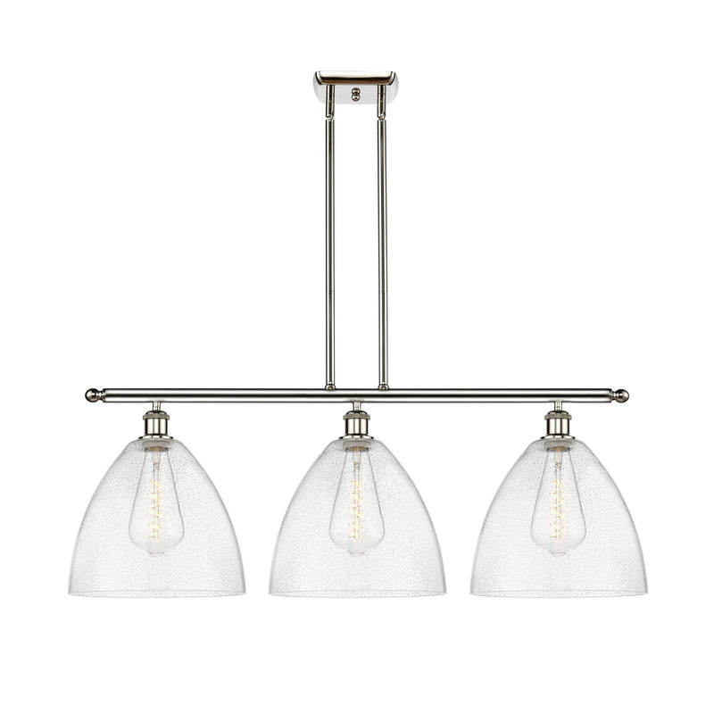 Innovations Bristol 39in 3-Light Island Light | Industrial Polished Nickel and Seedy Glass | Kitchen Island & Dining Room | 38.5 | Model 516-3I-PN-GBD-124
