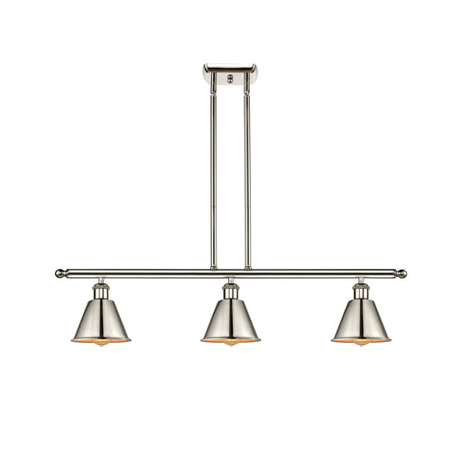 Innovations Smithfield 36in 3-Light Island Light | Industrial Farmhouse Polished Nickel Steel and Cast Brass with Polished Nickel | Model 516-3I-PN-M8-LED