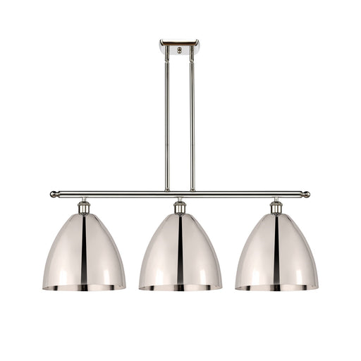 Innovations Bristol 39in 3-Light Island Light | Industrial Farmhouse Polished Nickel Steel and Cast Brass with Polished Nickel | Model 516-3I-PN-MBD-12-PN