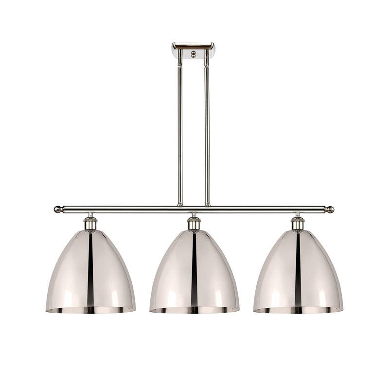 Innovations Bristol 39in 3-Light Island Light | Industrial Farmhouse Polished Nickel Steel and Cast Brass with Polished Nickel | Model 516-3I-PN-MBD-12-PN