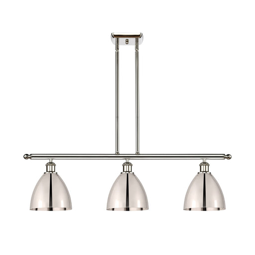 Innovations Bristol 36in 3-Light Island Light | Industrial Farmhouse Polished Nickel Steel and Cast Brass with Polished Nickel | Model 516-3I-PN-MBD-75-PN