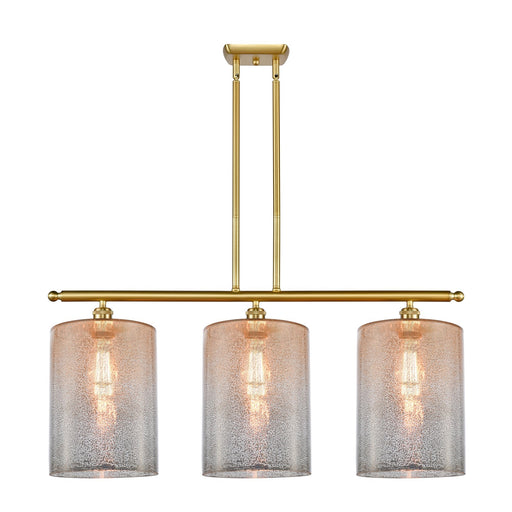 Innovations Cobbleskill 36in 3-Light Island Light | Art Nouveau Industrial Satin Gold Steel and Mercury Glass | Kitchen Island & | Model 516-3I-SG-G116-L