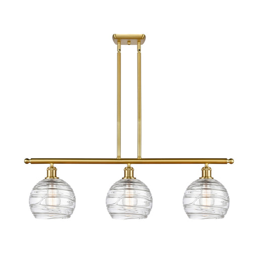 Innovations Athens Deco Swirl 36in 3-Light Island Light | Industrial Satin Gold Steel and Clear Glass | Kitchen Island & | Model 516-3I-SG-G1213-8CL