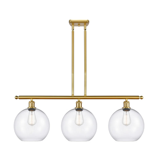 Innovations Athens 37in 3-Light Island Light | Industrial Satin Gold Steel and Clear Glass | Kitchen Island & Dining Room | 36.5 | Model 516-3I-SG-G122-10