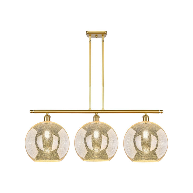 Innovations Athens 38in 3-Light Island Light | Industrial Satin Gold Steel and Mercury Glass | Kitchen Island & Dining Room | Model 516-3I-SG-G128-12