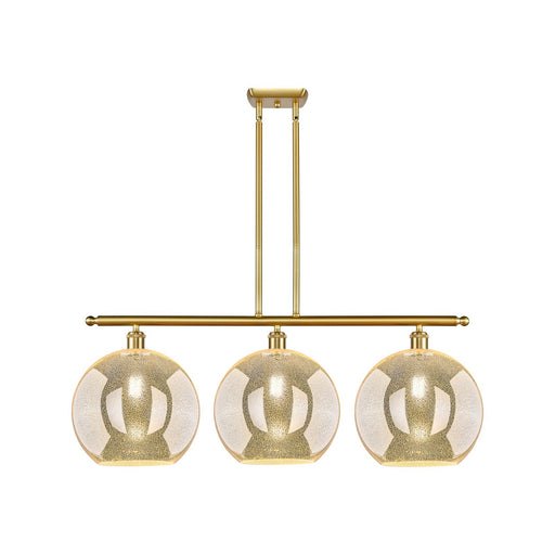 Innovations Athens 38in 3-Light Island Light | Industrial Satin Gold Steel and Mercury Glass | Kitchen Island & Dining Room | Model 516-3I-SG-G128-12
