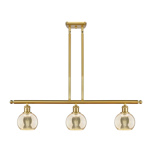 Innovations Athens 36in 3-Light Island Light | Industrial Satin Gold Steel and Mercury Glass | Kitchen Island & Dining Room | 36 | Model 516-3I-SG-G128-6