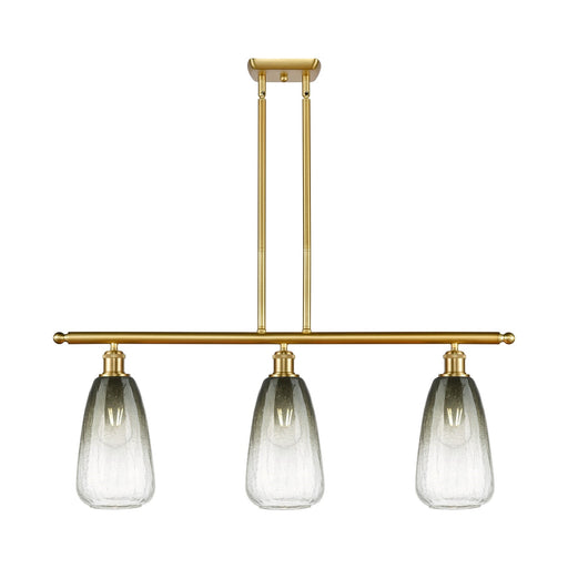 Innovations Brookhaven Almond 36in 3-Light Island Light | Industrial Satin Gold Steel and Cast Brass with Slate Glass Shade | Model 516-3I-SG-G480-6SL