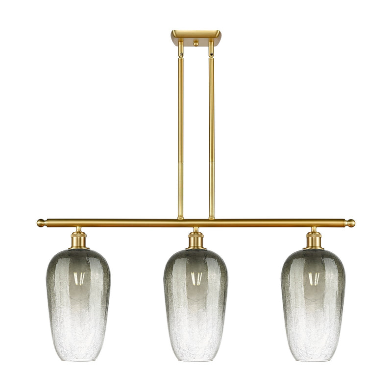 Innovations Brookhaven Flute 36in 3-Light Island Light | Industrial Satin Gold Steel and Slate Glass | Kitchen Island & Dining | Model 516-3I-SG-G484-7SL