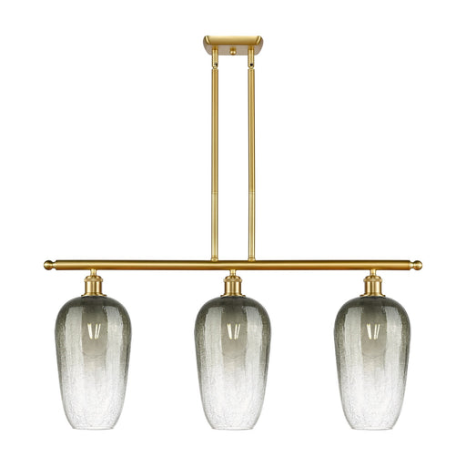 Innovations Brookhaven Flute 36in 3-Light Island Light | Industrial Satin Gold Steel and Slate Glass | Kitchen Island & Dining | Model 516-3I-SG-G484-7SL