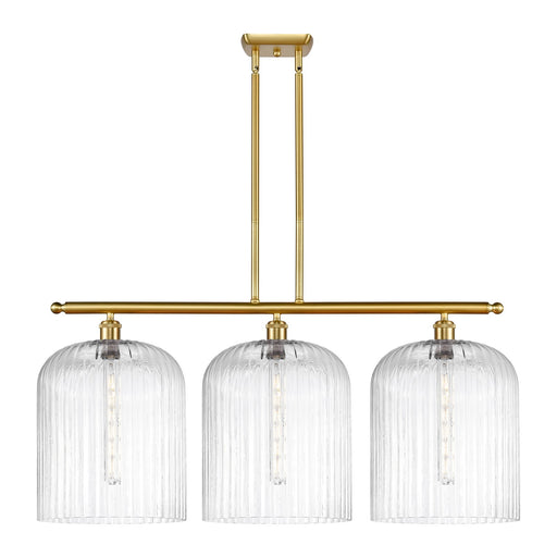 Innovations Bridal Veil 36in 3-Light Island Light | Art Nouveau Satin Gold Steel and Clear Ribbed Glass | Kitchen Island & | Model 516-3I-SG-G559-12CL