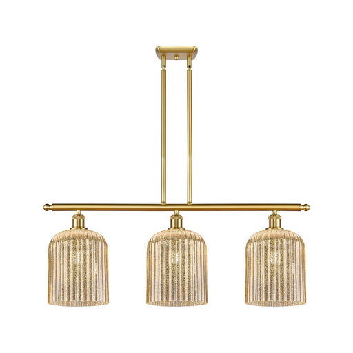 Innovations Bridal Veil 36in 3-Light Island Light | Art Nouveau Satin Gold Steel and Mercury Ribbed Glass | Kitchen Island & | Model 516-3I-SG-G559-8ME
