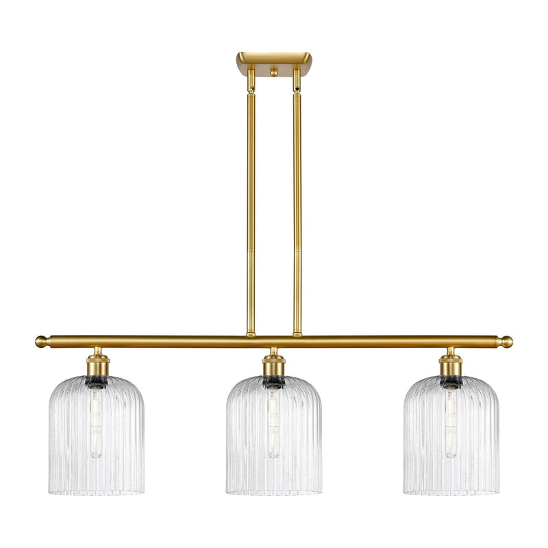 Innovations Bridal Veil 36in 3-Light Island Light | Art Nouveau Satin Gold Steel and Cast Brass with Seedy Glass Shade | Model 516-3I-SG-G559-8SDY