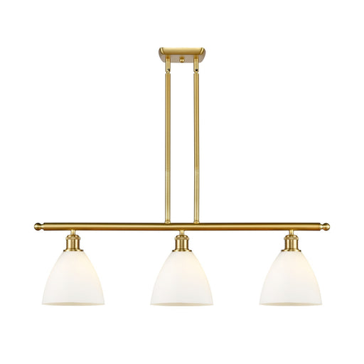 Innovations Bristol 36in 3-Light Island Light | Industrial Satin Gold Steel and Matte White Glass | Kitchen Island & Dining | Model 516-3I-SG-GBD-751-LED