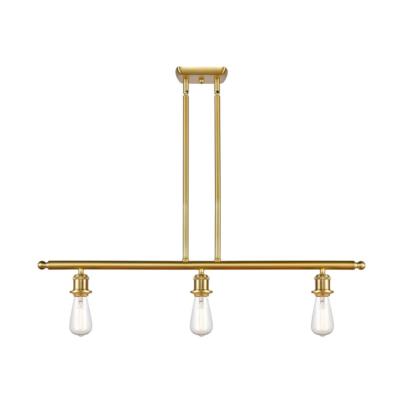 Innovations Lighting Bare Bulb 36in 3-Light Island Light | Industrial Satin Gold Steel with Vintage LED Bulbs | Kitchen Island & | Model 516-3I-SG-LED
