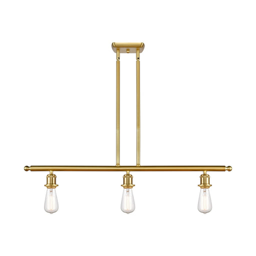 Innovations Lighting Bare Bulb 36in 3-Light Island Light | Industrial Satin Gold Steel with Vintage LED Bulbs | Kitchen Island & | Model 516-3I-SG-LED