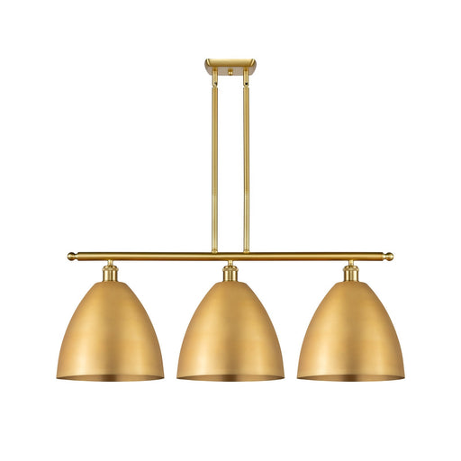Innovations Bristol 39in 3-Light Island Light | Industrial Farmhouse Satin Gold Steel and Cast Brass with Satin Gold Metal | Model 516-3I-SG-MBD-12-SG