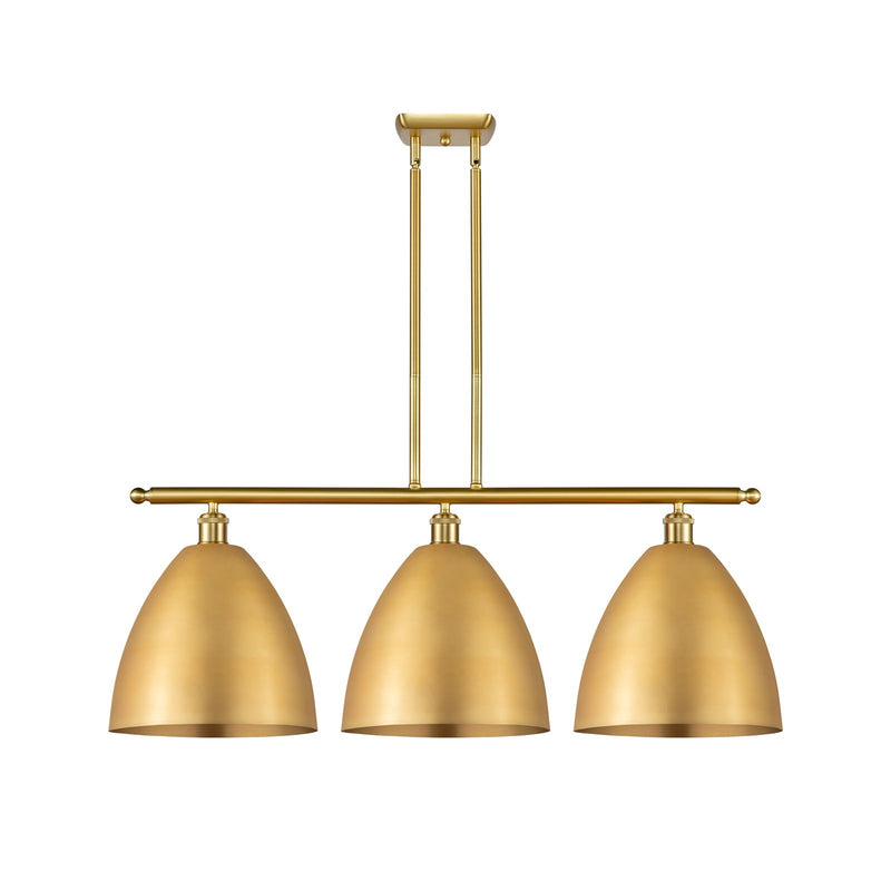 Innovations Bristol 39in 3-Light Island Light | Industrial Farmhouse Satin Gold Steel and Cast Brass with Satin Gold Metal | Model 516-3I-SG-MBD-12-SG