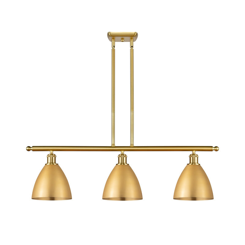 Innovations Bristol 36in 3-Light Island Light | Industrial Farmhouse Satin Gold Steel and Cast Brass with Satin Gold Metal | Model 516-3I-SG-MBD-75-SG-LED