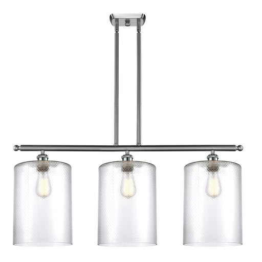 Innovations Cobbleskill 36in 3-Light Island Light | Industrial Brushed Satin Nickel Steel and Clear Glass | Kitchen Island & | Model 516-3I-SN-G112-L
