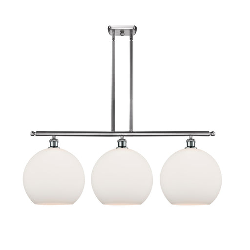 Innovations Athens 38in 3-Light Island Light | Industrial Brushed Satin Nickel and Matte White Glass | Kitchen Island & Dining | Model 516-3I-SN-G121-12