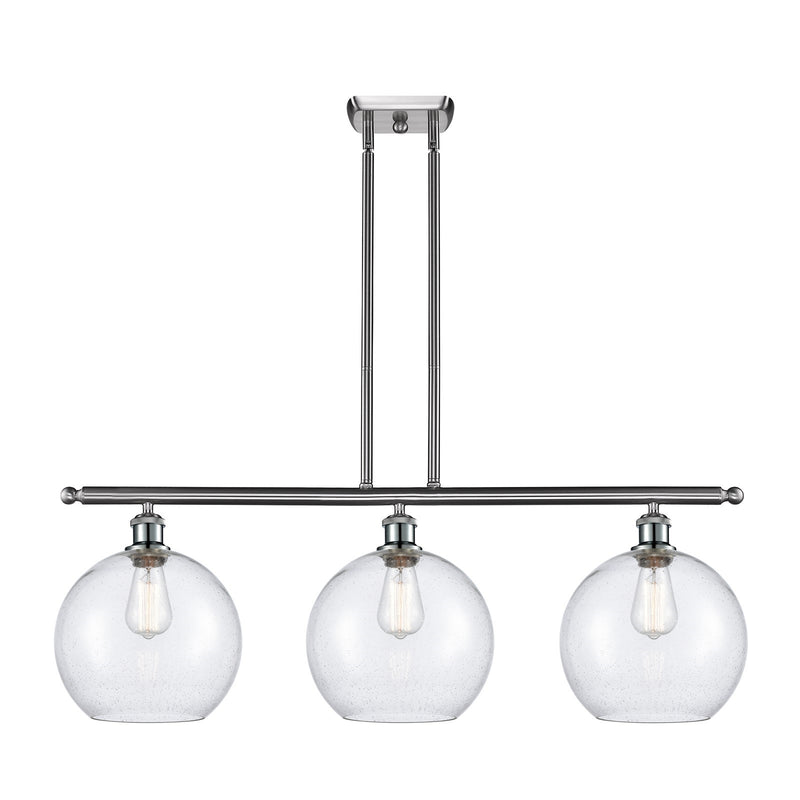 Innovations Athens 37in 3-Light Island Light | Industrial Brushed Satin Nickel Steel and Seedy Glass | Kitchen Island & Dining | Model 516-3I-SN-G124-10