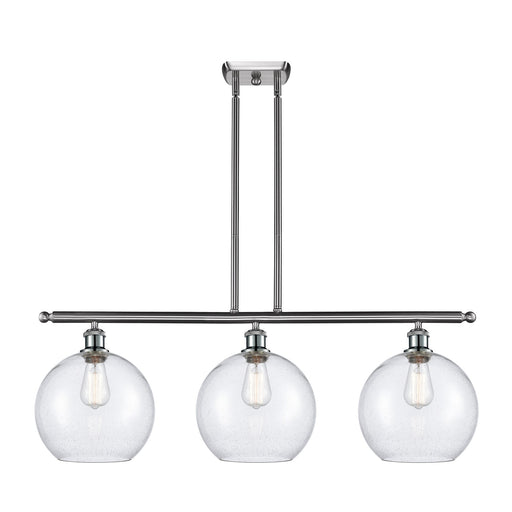 Innovations Athens 37in 3-Light Island Light | Industrial Brushed Satin Nickel Steel and Seedy Glass | Kitchen Island & Dining | Model 516-3I-SN-G124-10