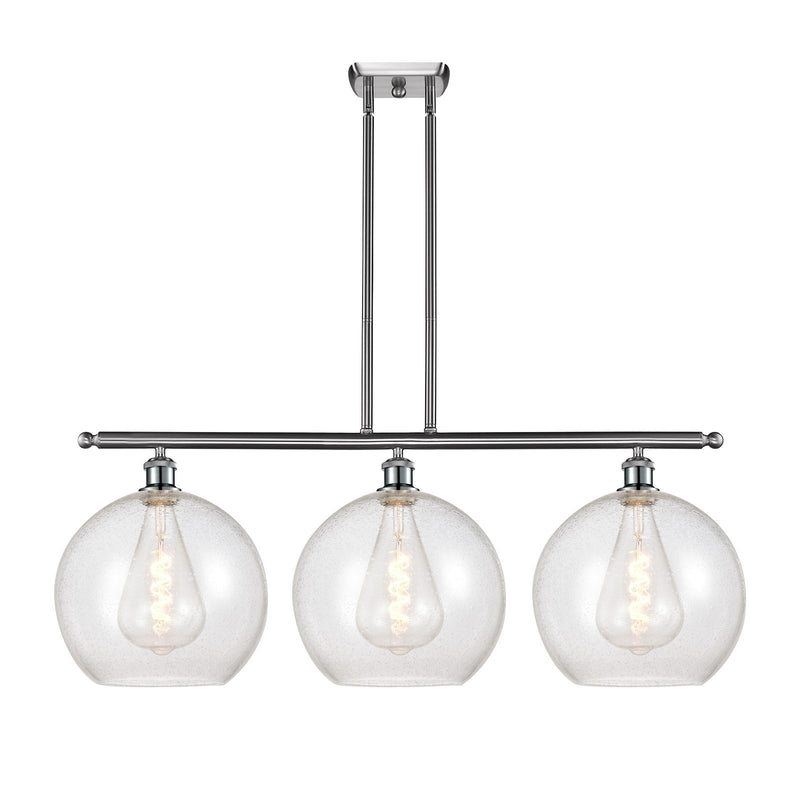 Innovations Athens 38in 3-Light Island Light | Industrial Brushed Satin Nickel Steel and Seedy Glass | Kitchen Island & Dining | Model 516-3I-SN-G124-12