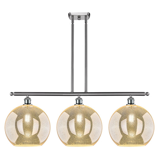 Innovations Athens 38in 3-Light Island Light | Industrial Brushed Satin Nickel and Mercury Glass | Kitchen Island & Dining Room | Model 516-3I-SN-G128-12
