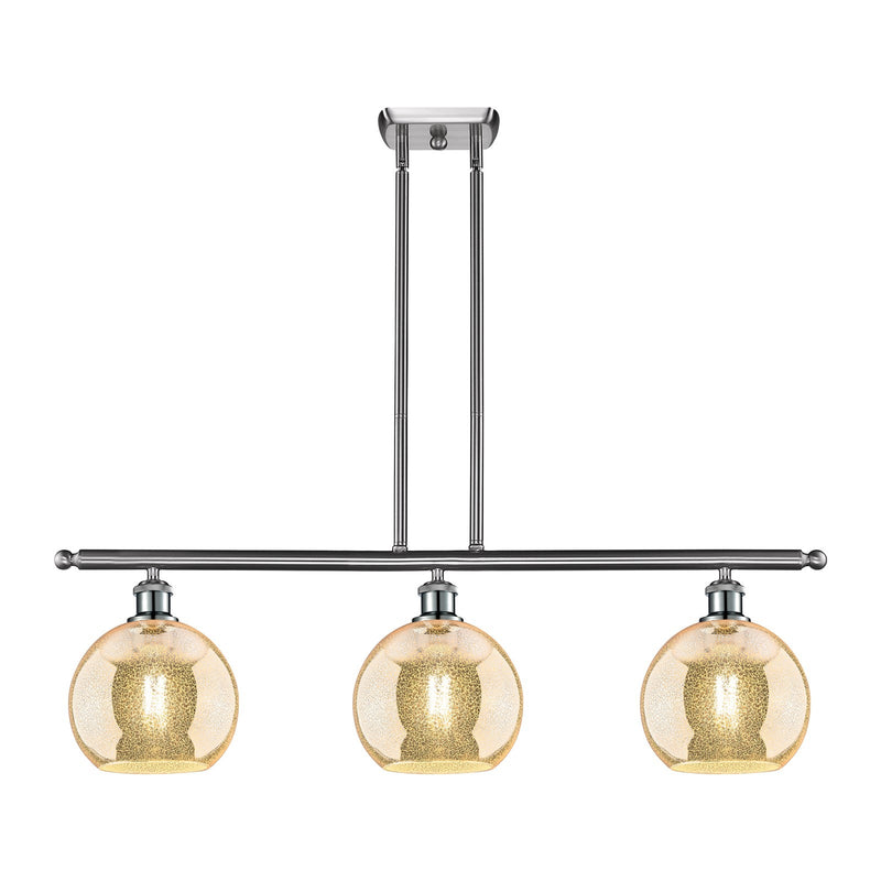 Innovations Athens 36in 3-Light Island Light | Industrial Brushed Satin Nickel and Mercury Glass | Kitchen Island & Dining Room | Model 516-3I-SN-G128-8