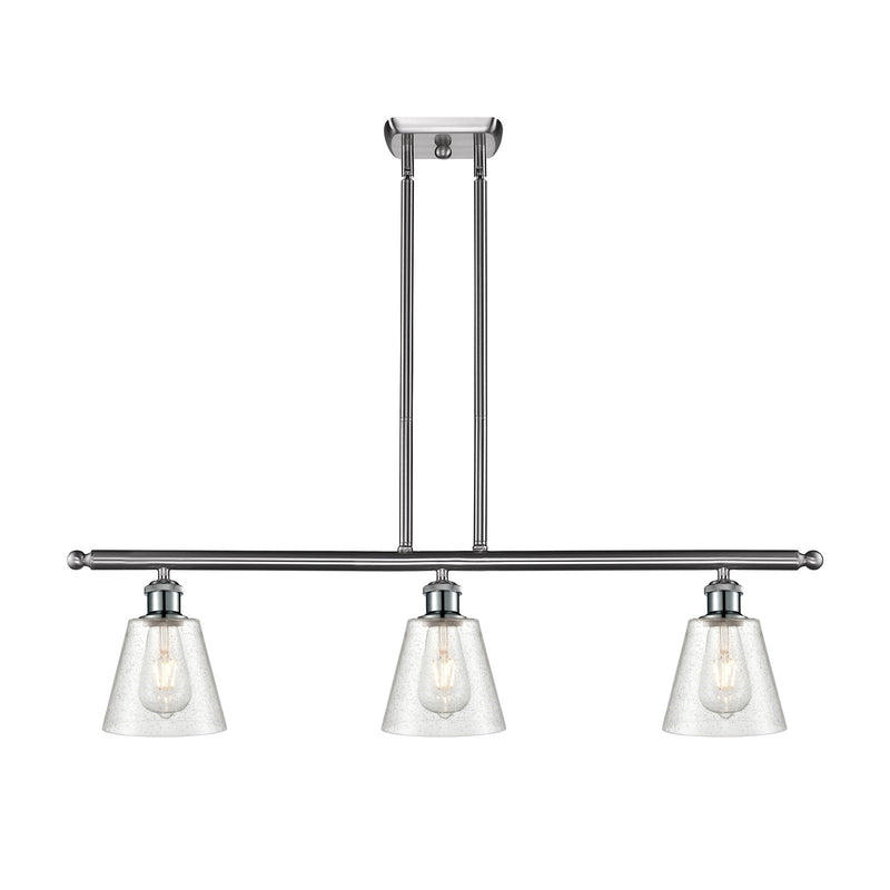 Innovations Caton 36in 3-Light Island Light | Industrial Brushed Satin Nickel Steel and Frosted Glass | Kitchen Island & Dining | Model 516-3I-SN-G454