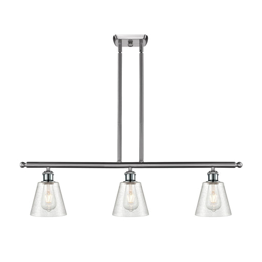 Innovations Caton 36in 3-Light Island Light | Industrial Brushed Satin Nickel Steel and Frosted Glass | Kitchen Island & Dining | Model 516-3I-SN-G454