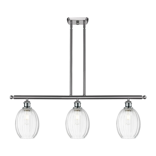 Innovations Preston Bulb 36in 3-Light Island Light | Industrial Brushed Satin Nickel Steel and Clear Glass | Kitchen Island & | Model 516-3I-SN-G459-6CL