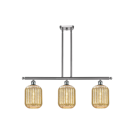 Innovations Preston Cylinder 36in 3-Light Island Light | Industrial Brushed Satin Nickel Steel and Mercury Glass | Kitchen | Model 516-3I-SN-G460-7ME