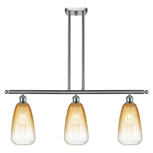 Innovations Brookhaven Almond 36in 3-Light Island Light | Industrial Brushed Satin Nickel and Amber Glass | Kitchen Island & | Model 516-3I-SN-G480-6AM