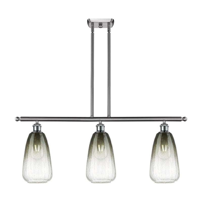 Innovations Brookhaven Almond 36in 3-Light Island Light | Industrial Brushed Satin Nickel Steel and Slate Glass | Kitchen | Model 516-3I-SN-G480-6SL