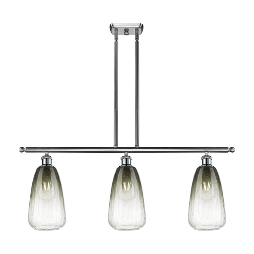 Innovations Brookhaven Almond 36in 3-Light Island Light | Industrial Brushed Satin Nickel Steel and Slate Glass | Kitchen | Model 516-3I-SN-G480-6SL