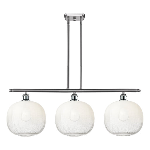 Innovations Brookhaven Sphere 37in 3-Light Island Light | Industrial Brushed Satin Nickel Steel and Opal Glass | Kitchen | Model 516-3I-SN-G481-10OP