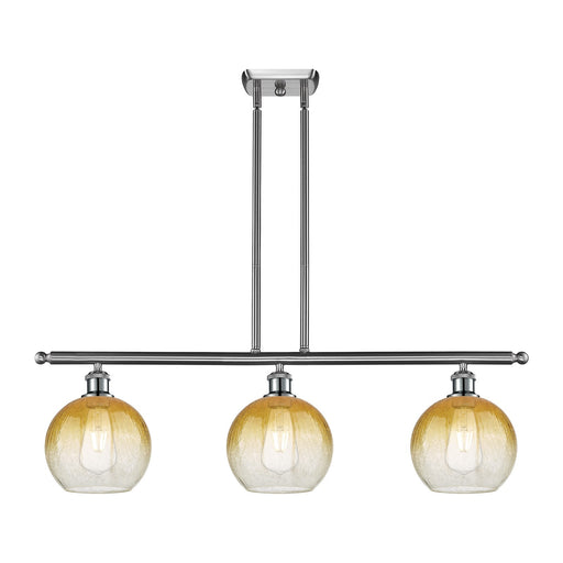 Innovations Brookhaven Globe 36in 3-Light Island Light | Industrial Brushed Satin Nickel and Amber Glass | Kitchen Island | 36 | Model 516-3I-SN-G483-8AM
