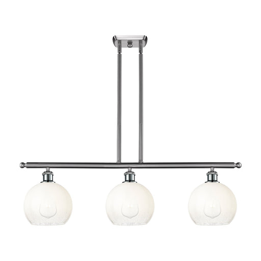Innovations Brookhaven Globe 36in 3-Light Island Light | Industrial Brushed Satin Nickel and Opal Glass | Kitchen Island & | Model 516-3I-SN-G483-8OP