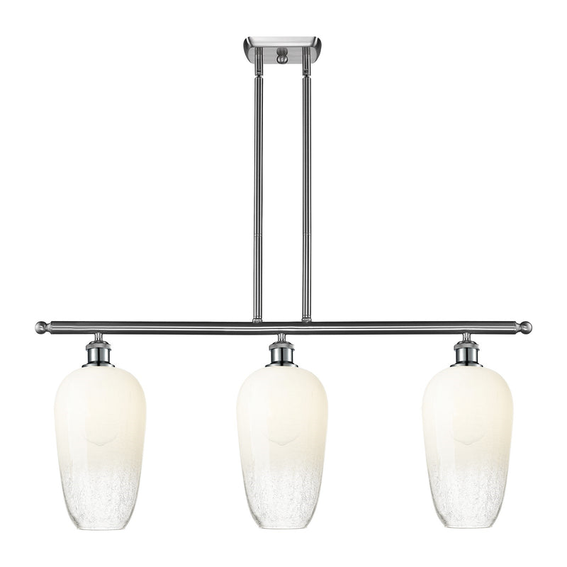 Innovations Brookhaven Flute 36in 3-Light Island Light | Industrial Brushed Satin Nickel and Opal Glass | Kitchen Island & | Model 516-3I-SN-G484-7OP