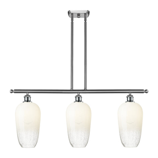 Innovations Brookhaven Flute 36in 3-Light Island Light | Industrial Brushed Satin Nickel and Opal Glass | Kitchen Island & | Model 516-3I-SN-G484-7OP