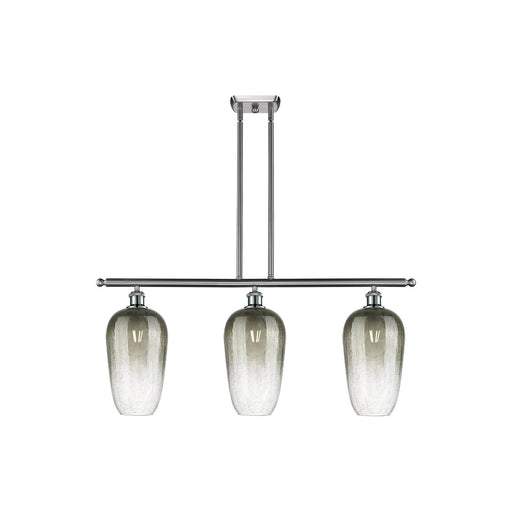 Innovations Brookhaven Flute 36in 3-Light Island Light | Industrial Brushed Satin Nickel and Slate Glass | Kitchen Island & | Model 516-3I-SN-G484-7SL